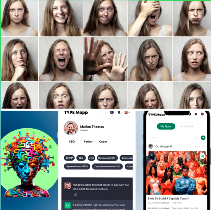TYPE Mapp Hero - Personality expressions and app interface